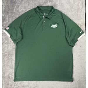 New York Jets Nike Polo Men's XL‎ Green NFL On Field Dri-Fit Golf 468736-323